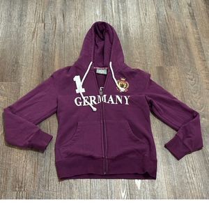 Robin Ruth Germany Embroidered Full Zip Sweatshirt Jacket Purple Women’s Large